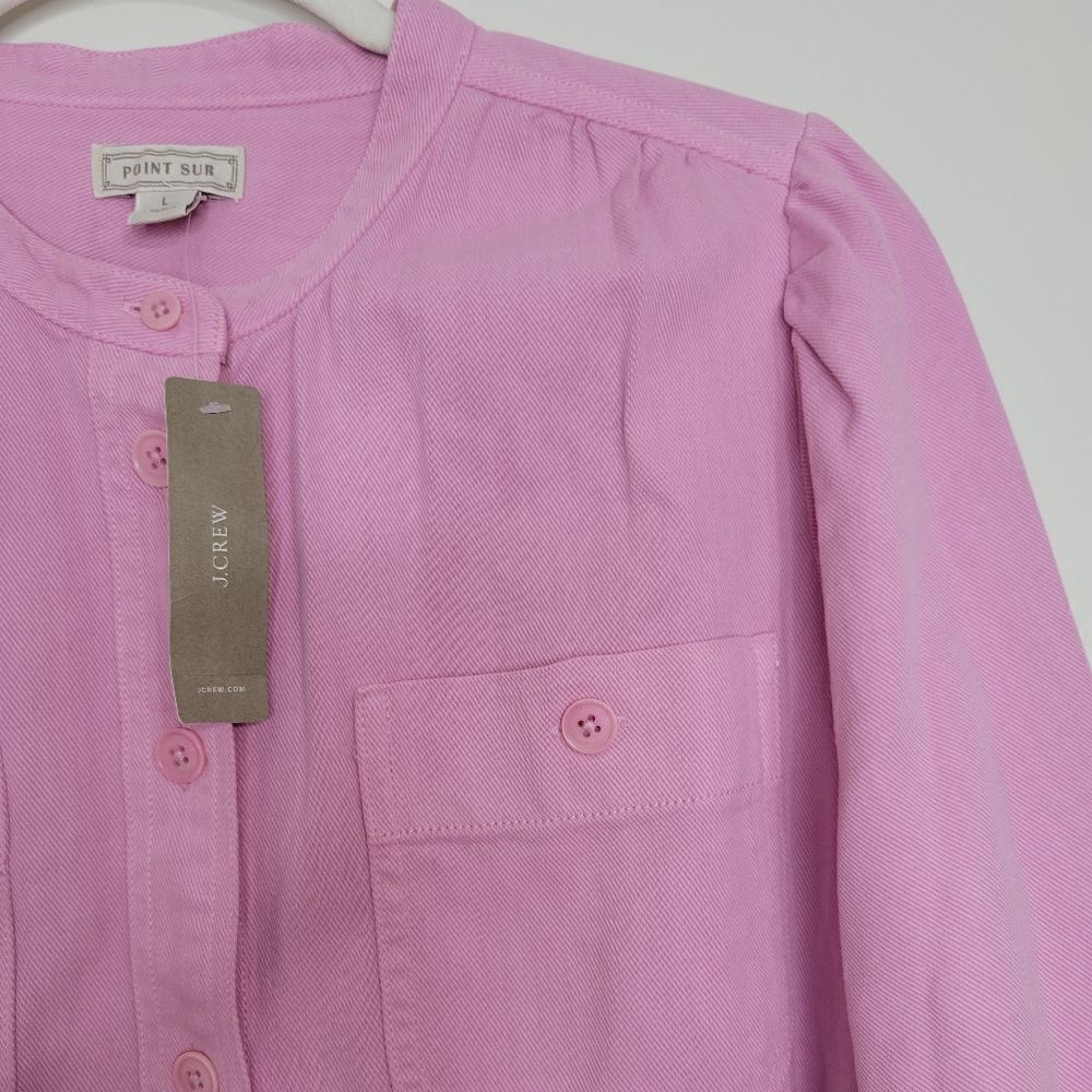 J Crew Point Sur Puff Sleeve Button Front Top - Picture 8 of 11